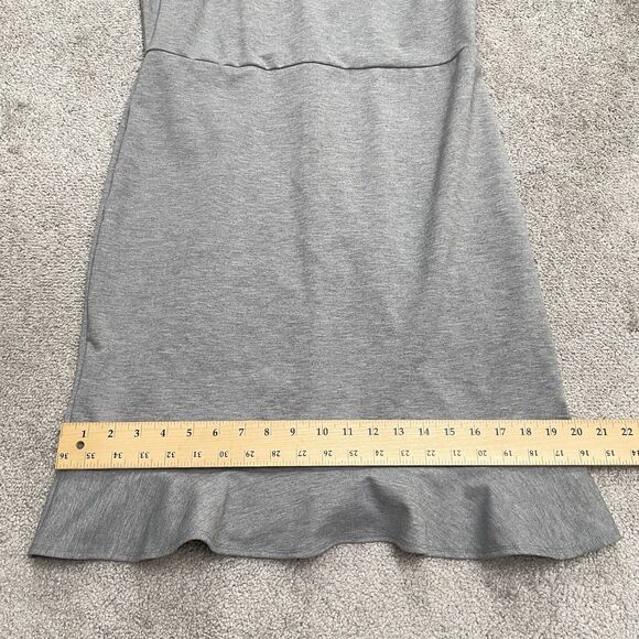 Old Navy Flutter Ruffle Sheath Dress Womens Large Gray Ponte Knit Stretch Work - Picture 12 of 13